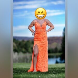 La Femme Orange Prom Dress